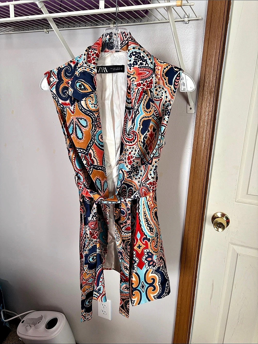 Zara Paisley Romper in Blue & Orange Size Small Like New